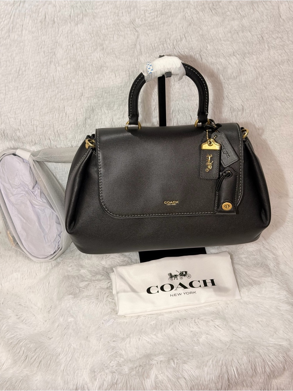 COACH Slouchy Rogue Top Handle Bag with brass hardware.  NWT
